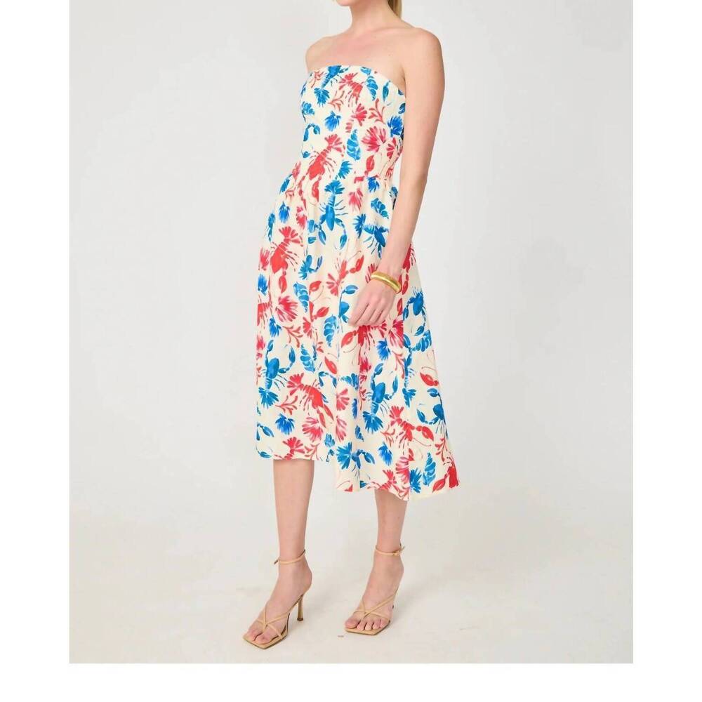 NEW GILNER FARRAR luanna strapless dress in lobster print